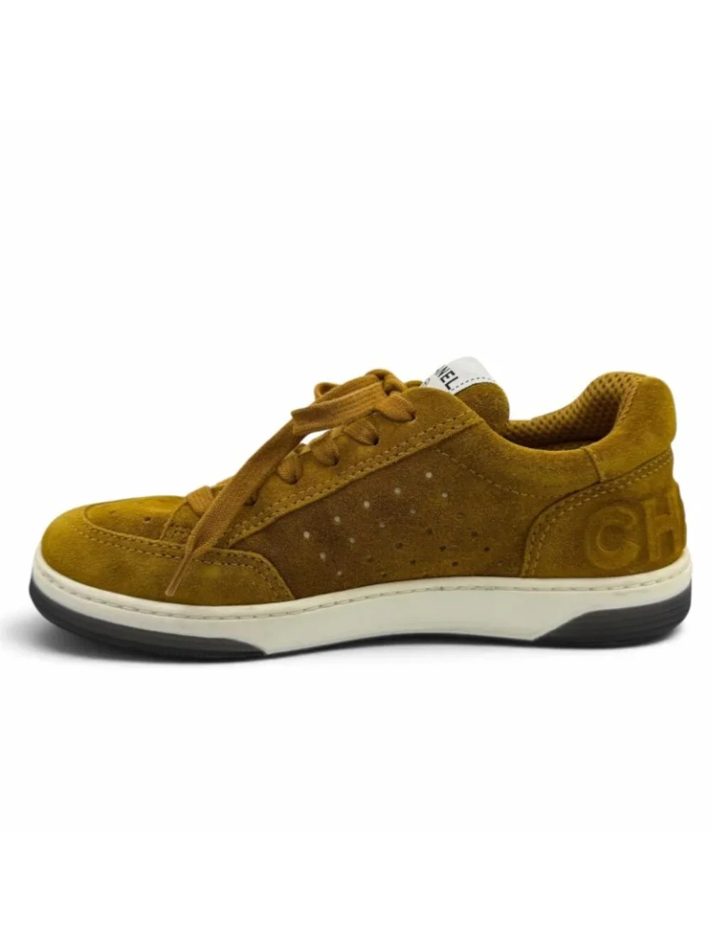Chanel CC Logo Suede Leather Low-Top Sneakers Brown